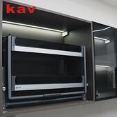 kav凯威吊柜顶柜升降黑钢化玻璃鸿蒙拉篮厨房橱柜双层铝合金拉篮