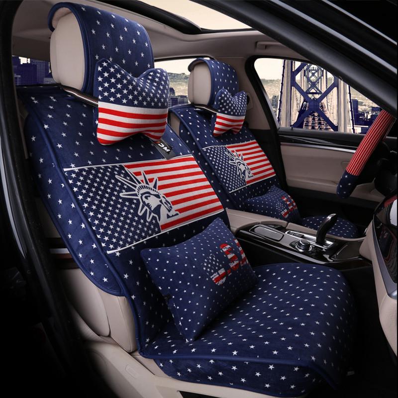 热销汽车座套米字旗英伦风坐垫四季通用椅套女车垫套座垫全包专用