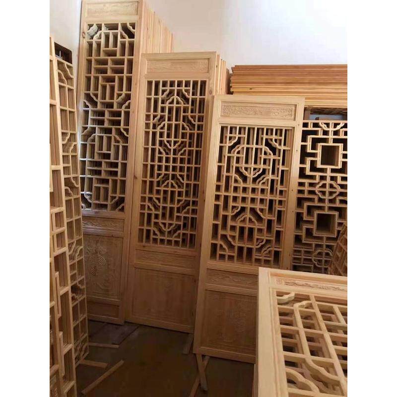 东阳木雕定制中式实木中式镂空花格门木屏风仿古门窗木制品加工