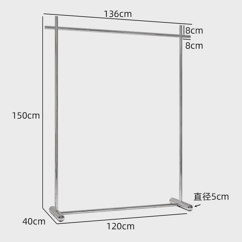 九梦服装店展示架陈列架落地式女装不锈钢单杠货架中岛挂衣架拉丝
