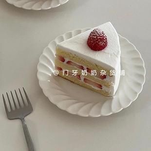白色花边陶瓷盘子碟子早餐盘甜品点心盘菜盘餐厅家用 ins博主同款