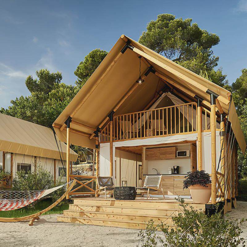 度假露营地帐篷双层阁楼帐篷复古实木民宿亲子多人野奢帐篷