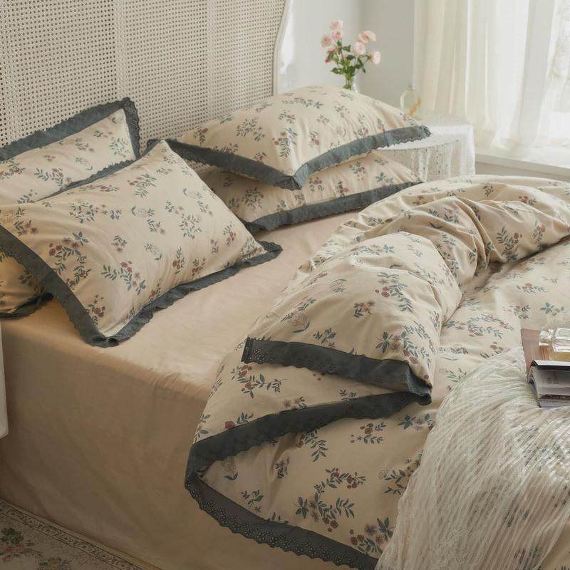 热销A类法式浪漫碎花纯棉床上四件套100全棉公主风田园床品被套床