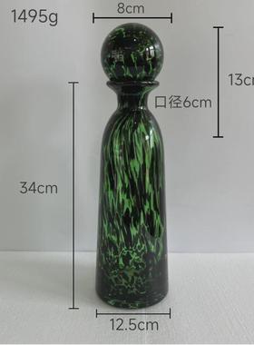 中古客厅花瓶家居豹纹艺术玻璃器皿样板间法式轻奢高级感装饰摆件