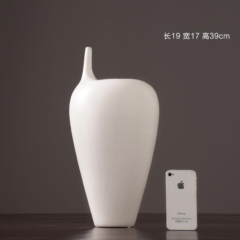 现代简约白色细口陶瓷花瓶摆件干花插花器中式创意客厅家居装饰品