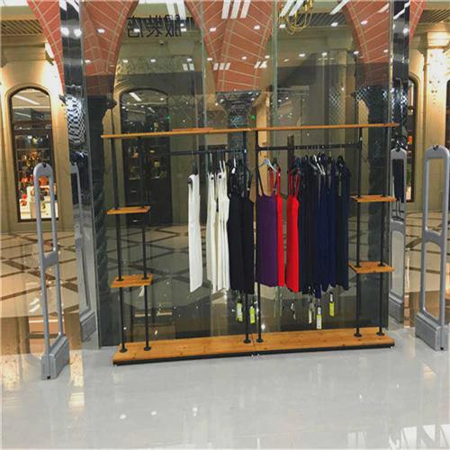 铁艺复古服装店展示架落地式货架组合服装架子实木挂衣架正挂侧挂