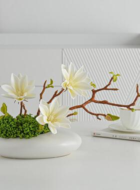 圆形酒店餐桌中间摆花餐厅圆桌桌花宴会装饰花艺会议室桌面摆件花