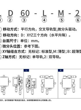 移动轴运动平台ld40/60/90xyz轴光学升降工作位移精密微调三滑台