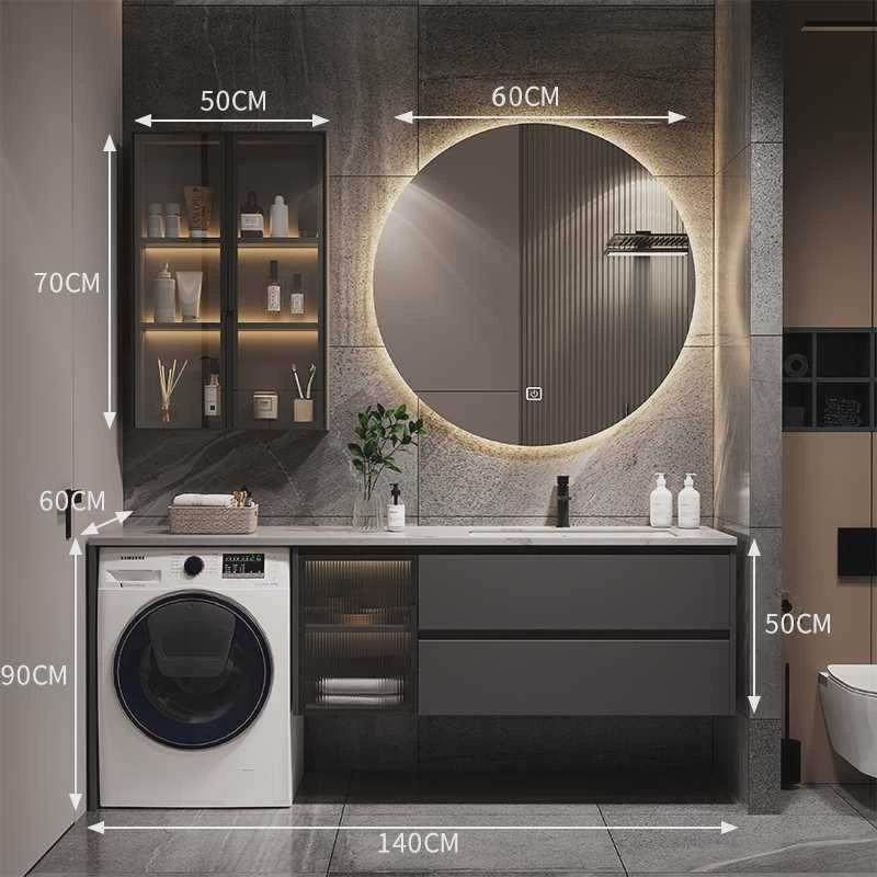 现代简约卫生间岩板一体洗衣柜组合阳台智能洗漱洗脸洗手台盆定