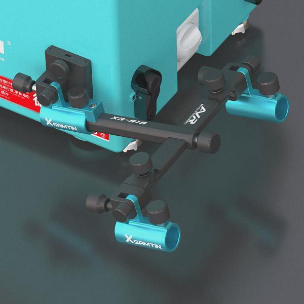 雷臣钓箱xr-918双炮台支架加厚铝镁合金多功能钓椅配件双头座