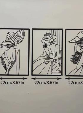 金属工艺壁挂简易女性线条欧美时尚酒吧客厅墙面装饰铁艺艺术挂画