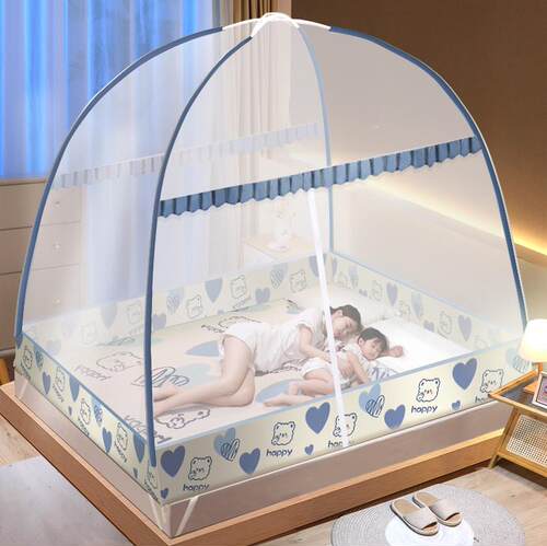 免安装蚊帐家用新款防摔蒙古包卧室宿舍儿童帐篷出租房全底双人床