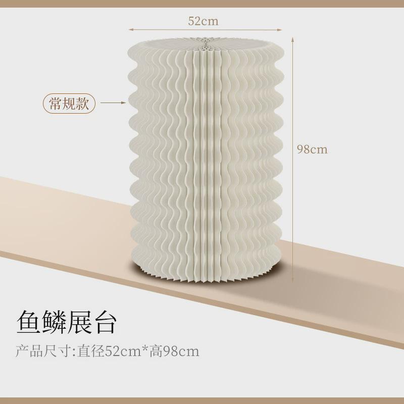 发光折叠圆柱纸艺展示台展示架陈列架可折叠移动首饰展示台摆台架