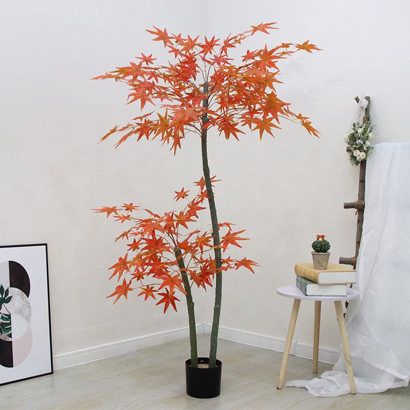 仿真植物枫树室内盆栽家居造景大型红枫装饰假树落地假花仿生绿植