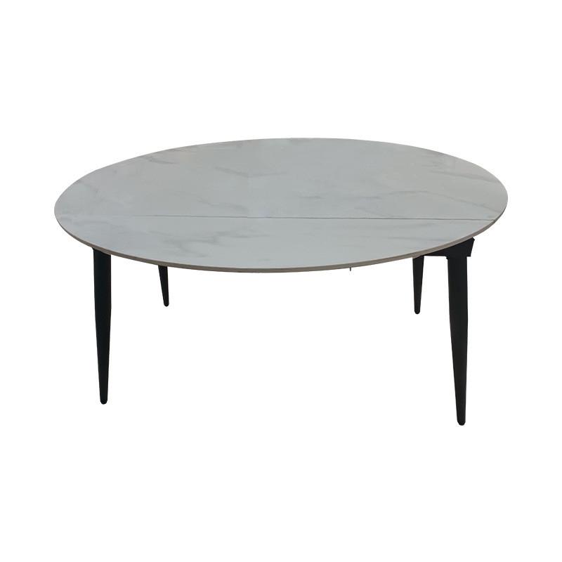 岩板餐桌伸缩家用小户型现代简约可变圆形长形餐桌椅组合方圆两用