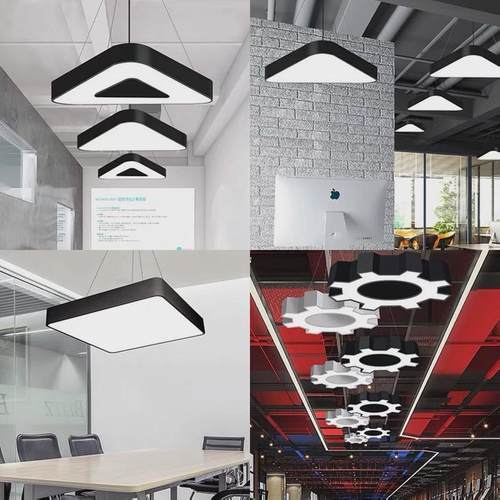 led办公吊灯创意方形圆形六边形y形环形办公照明办公室异形吊线灯