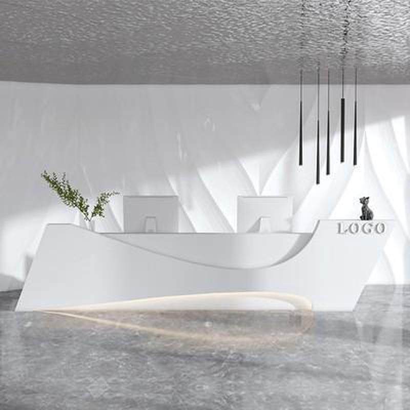 简约现代不锈钢收银台服装店店铺艺术柜台异形吧台桌美容院接待台