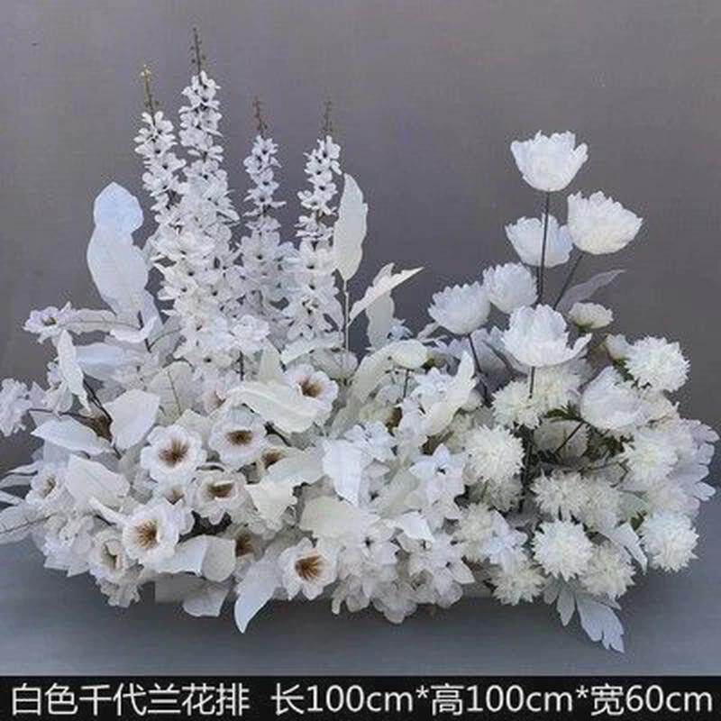 婚庆白色地排花假花婚礼装饰舞台摆件成品花排背景挂花盆花仿真花