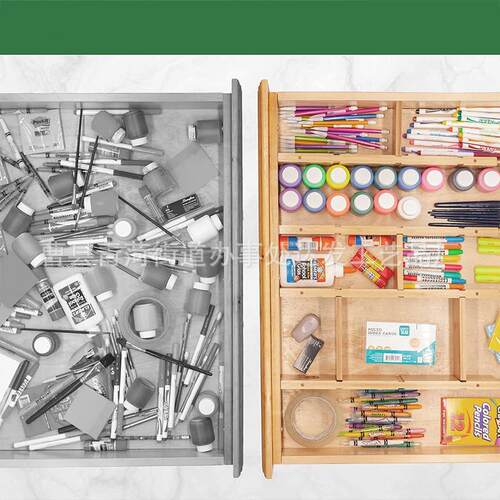 竹木抽屉分隔自由组合竹子免打孔分隔挡板器分断板竹制抽屉隔板