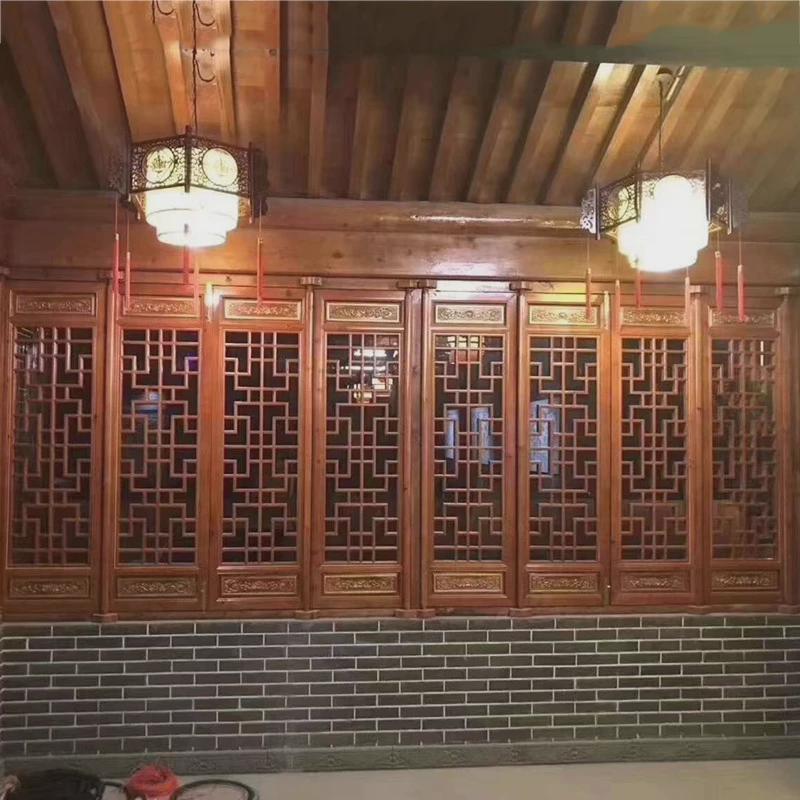 木花新中式仿古门窗中式花格屏风隔断复古木雕木门格窗木窗