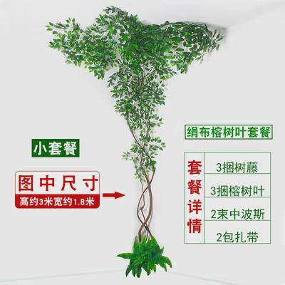 仿真植物树藤美化墙角布景装饰榕树叶枫叶管道客厅藤条藤蔓绿植