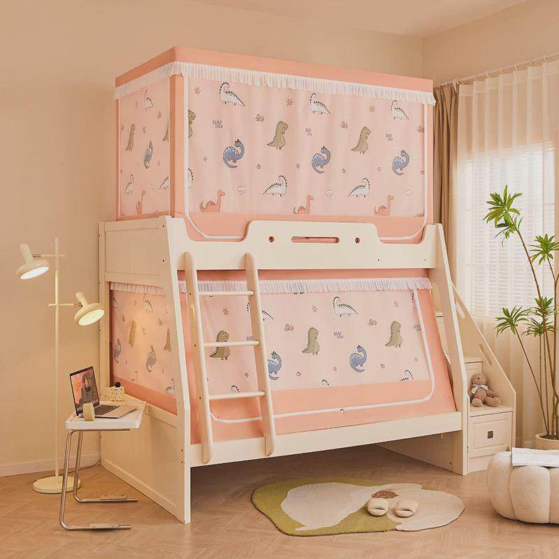 遮光帘上下铺方蚊帐学生宿舍单人加密蚊帐三开门烤漆拉链子母床帐