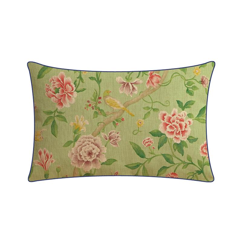 6buj美式古典抱枕棉麻质感沙发靠垫办公靠枕田园花汽车装饰民宿