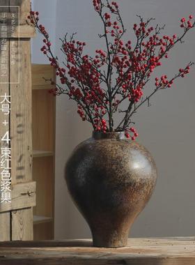 禅意民宿新款复古陶瓷花瓶餐厅样板间客厅居家装饰摆件陶罐坛子缸