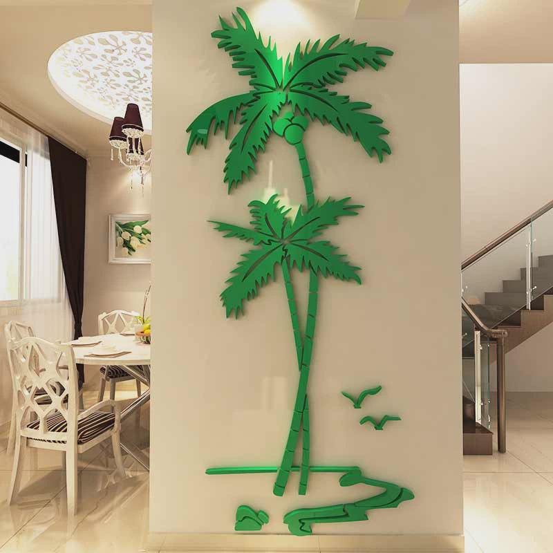 椰子树客餐厅玄关走廊装饰贴室内背景墙卧室纸画3d亚克力立体墙贴图片