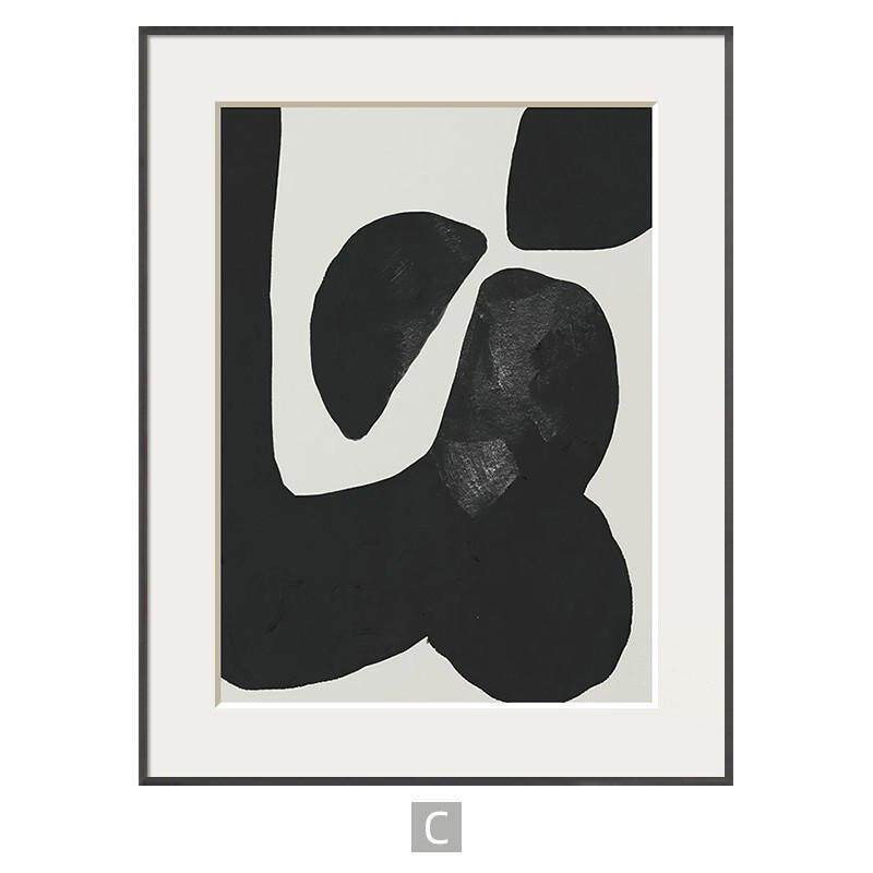 黑白侘寂风小众文艺装饰画抽象线条样板间挂画现代文艺客厅墙壁画