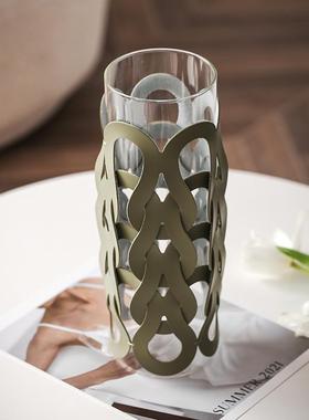 现代轻奢装饰高级感酒店样板房间客厅家用餐厅桌面玻璃花瓶花器