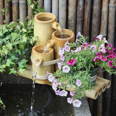 水磨坊庭院流水摆件循环造景创意家居阳台磨盘石槽景观流水养鱼池