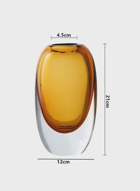 现代简约琉璃花瓶插花摆件客厅玄关样板间餐桌酒店轻奢工艺装饰品
