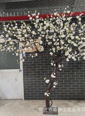 室内玉兰花树假树大型活动植物造型仿真室外酒店橱窗装饰花艺软装