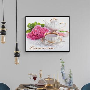 z655餐厅厨房电闸遮挡配电箱电表箱装饰画盒水果图酒杯组合套装免