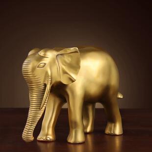 精工黄铜对象摆件开业家居礼品大象光身光面黄铜吸水象厂家批发
