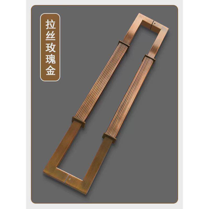 新中式酒店直纹方管金色玻璃门拉手大门把手加厚不锈钢拉手现货