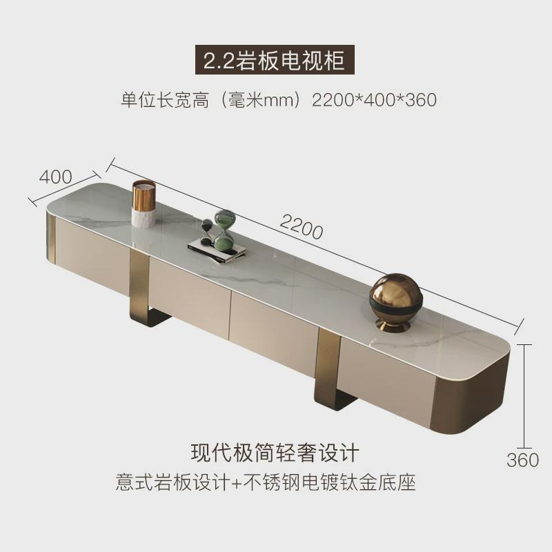 意式轻奢岩板茶几圆形大小组合带抽屉创意设计师客厅家用现代简约