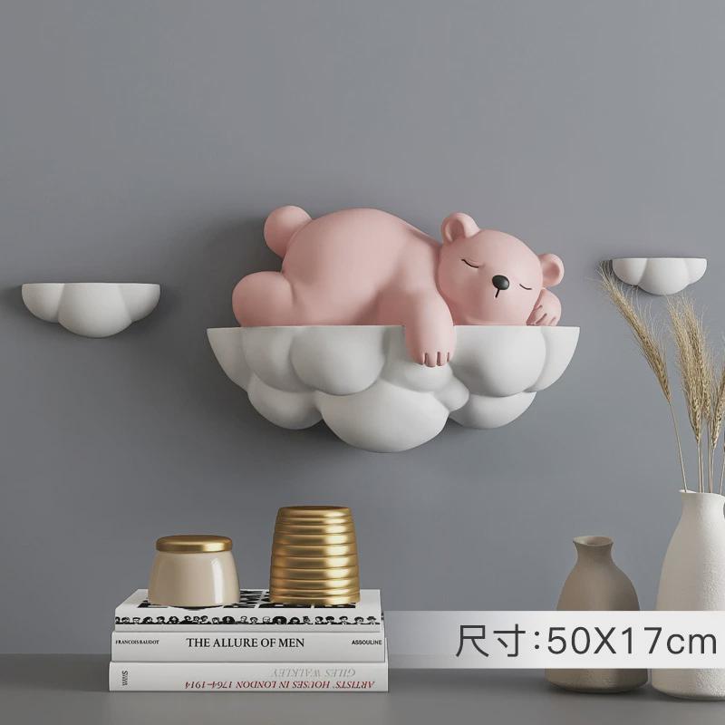 儿童包邮】创意云朵熊壁挂电视沙发背景墙饰挂件3d立体【卧室壁饰