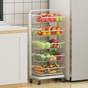 A12加厚厨房蔬菜置物架落地多层放水果架子小推车果蔬收纳筐小号