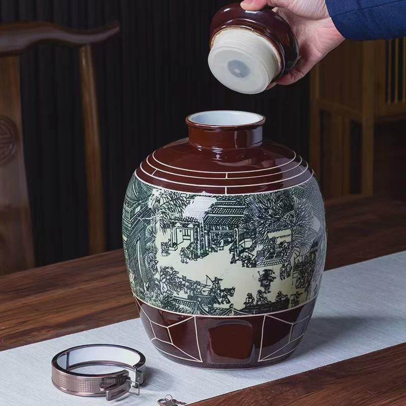 陶瓷泡酒坛子酿酒缸10斤20斤30斤50斤仿古酒瓶家用密封酒壶其他