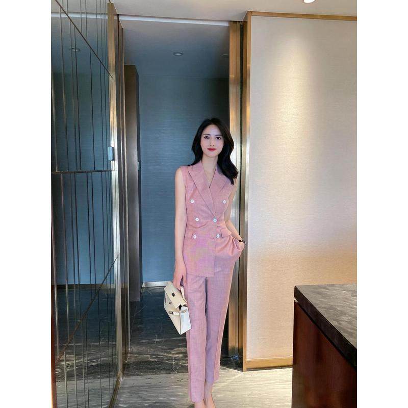 夏季新款花瓣粉双排扣无袖套装女,女装/女士精品,西装,淘宝优惠券,粉丝福利购,淘宝优惠卷