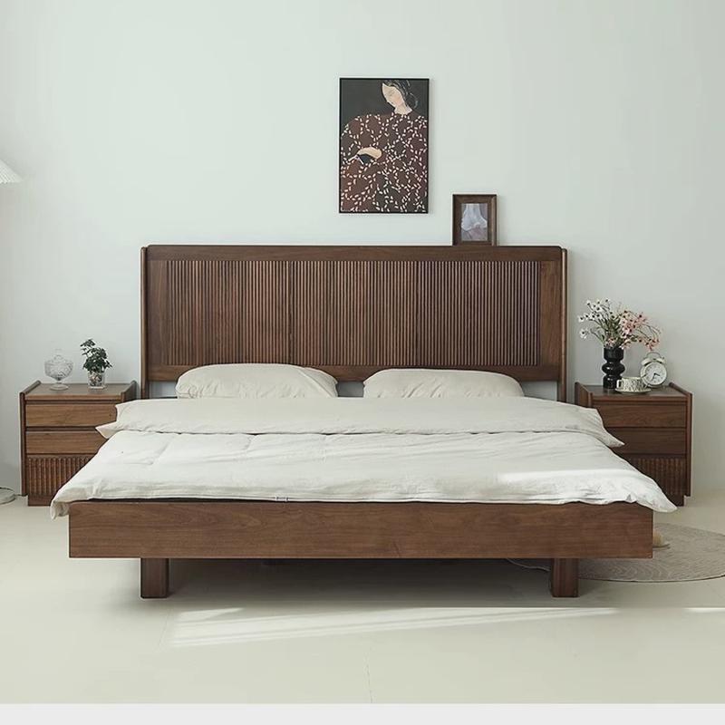 北美黑胡桃木床全实木悬浮原木法式复古1米5高端美式轻奢8双人纯