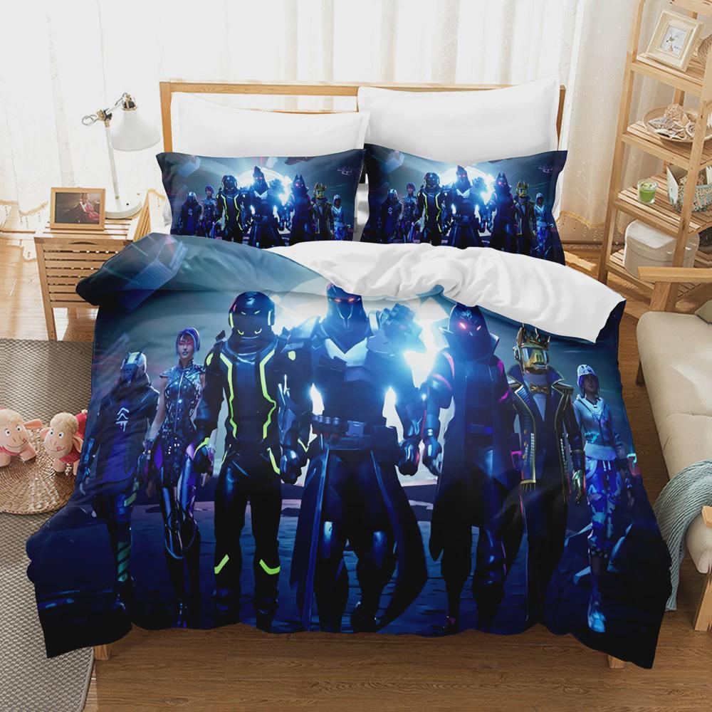 热销卡通儿童游戏三件套之夜被套床上用品3d数码印花堡垒