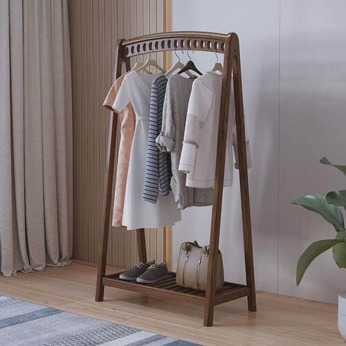 衣帽架落地移动全实木可现代简约鞋架一体卧室置物架衣架落地家用