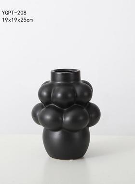 现代简约葡萄形陶瓷花瓶家居样板房摆件样板间展厅摆设软装饰品