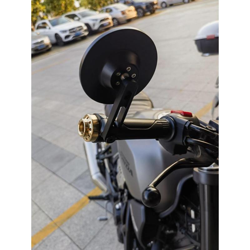 适用QJMOTO闪600改装车把后视镜追600 闪700复古手把镜反光端子镜