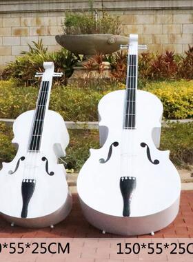 铁艺大提琴爱情婚庆摆件主题道具户外景观别墅乐器花架草坪装饰品