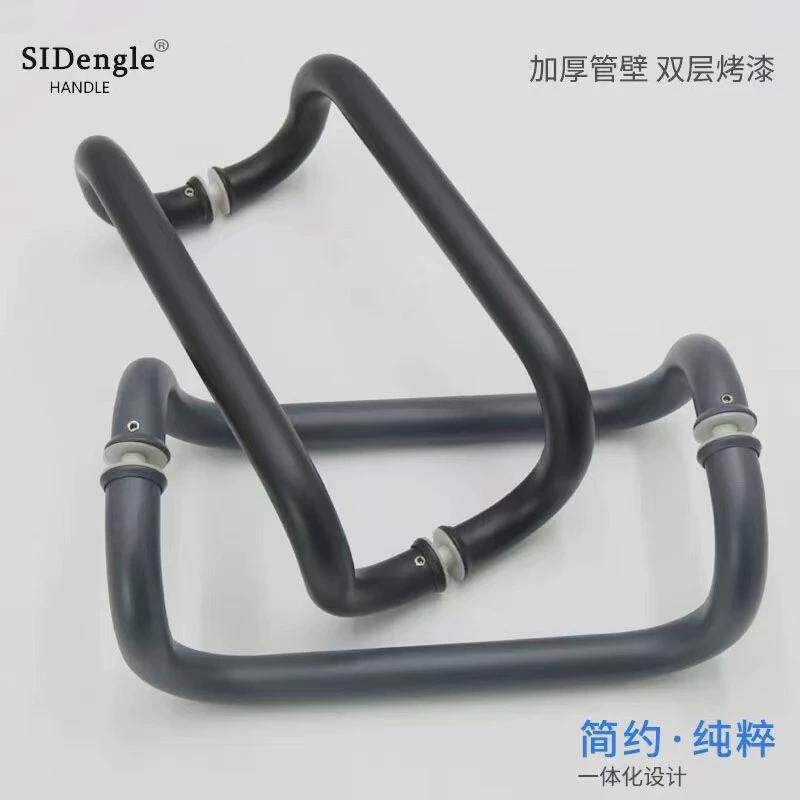玻璃门拉手不锈钢把手有框门偏位斜脚不锈钢门把手双弯圆管推拉厚