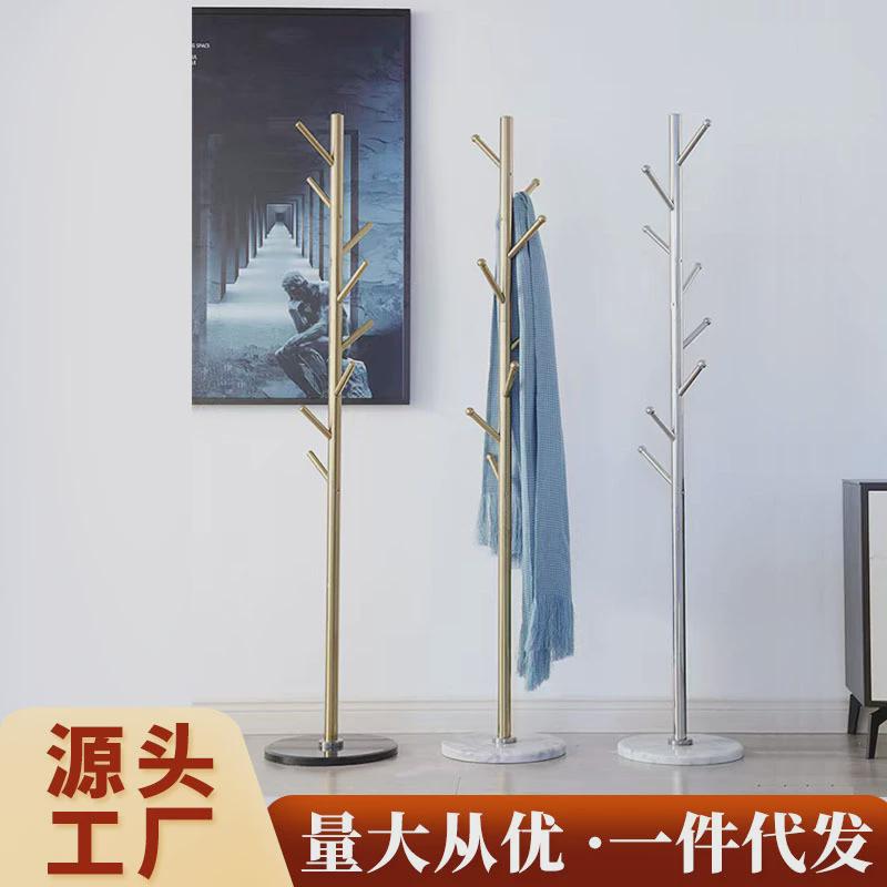 现代轻奢网红简易金属挂衣架落地家用立式卧室ins风不锈钢衣帽架